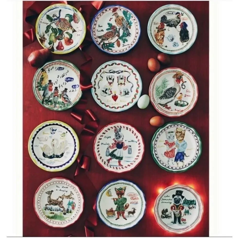 Anthropologie Nathalie Lete Tweleve Days of Christmas Desert Plates 12